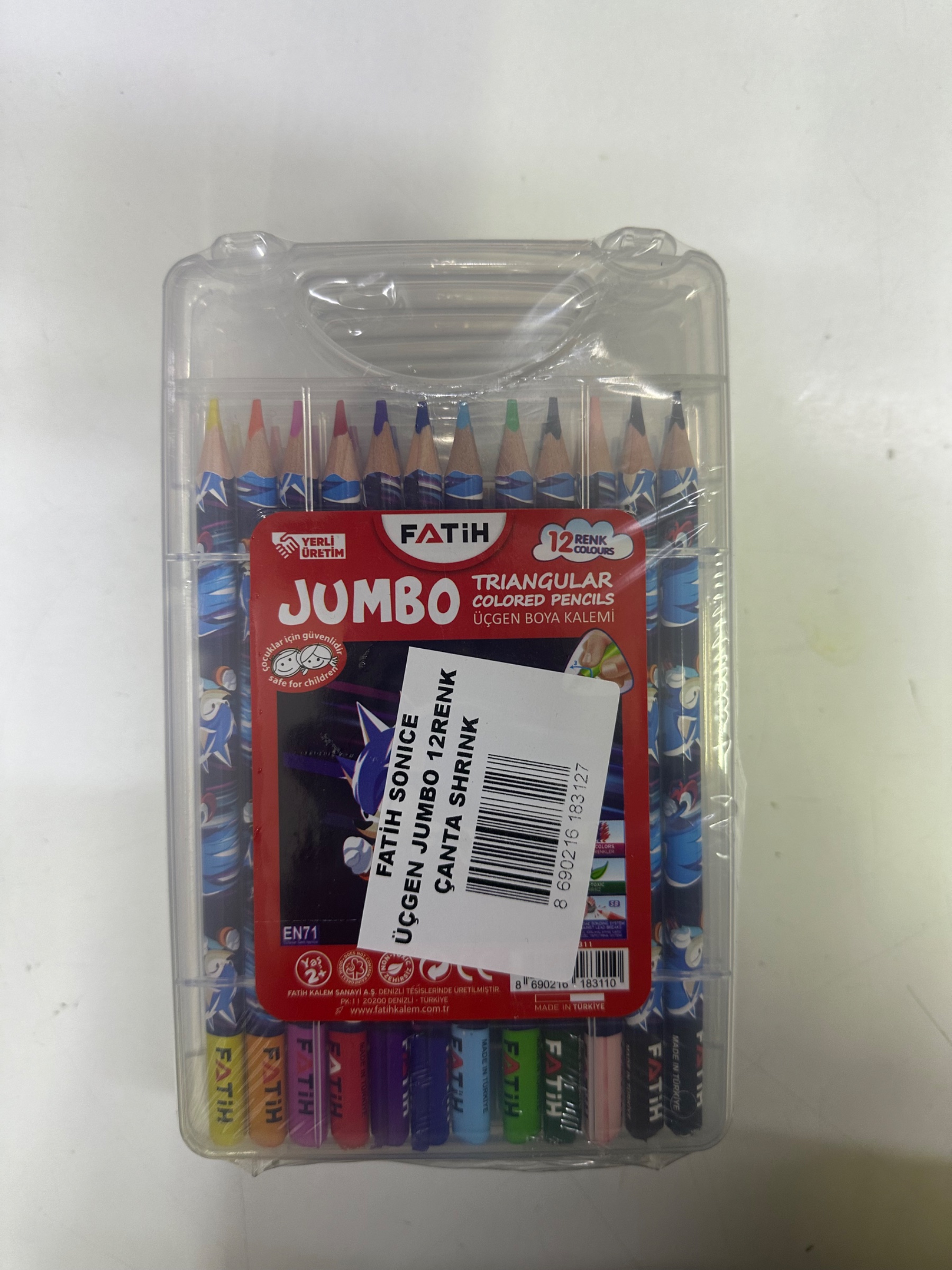 FATİH JUMBO ÜÇGEN KURU BOYA ÇANTALI SONİCE 12RENK *6