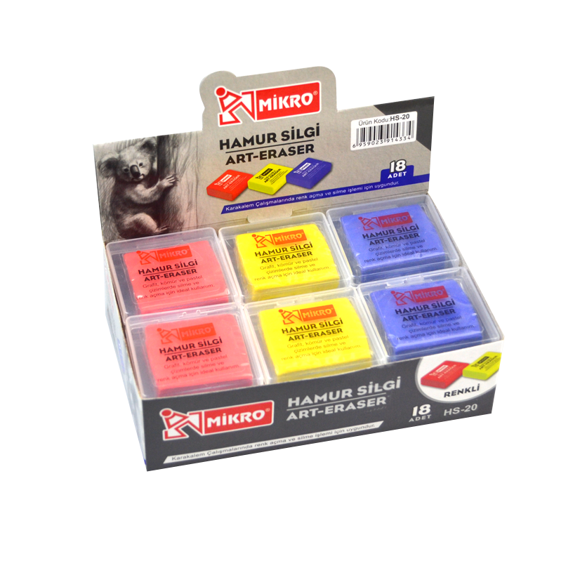 MİKRO RENKLİ HAMUR SİLGİ 18Lİ