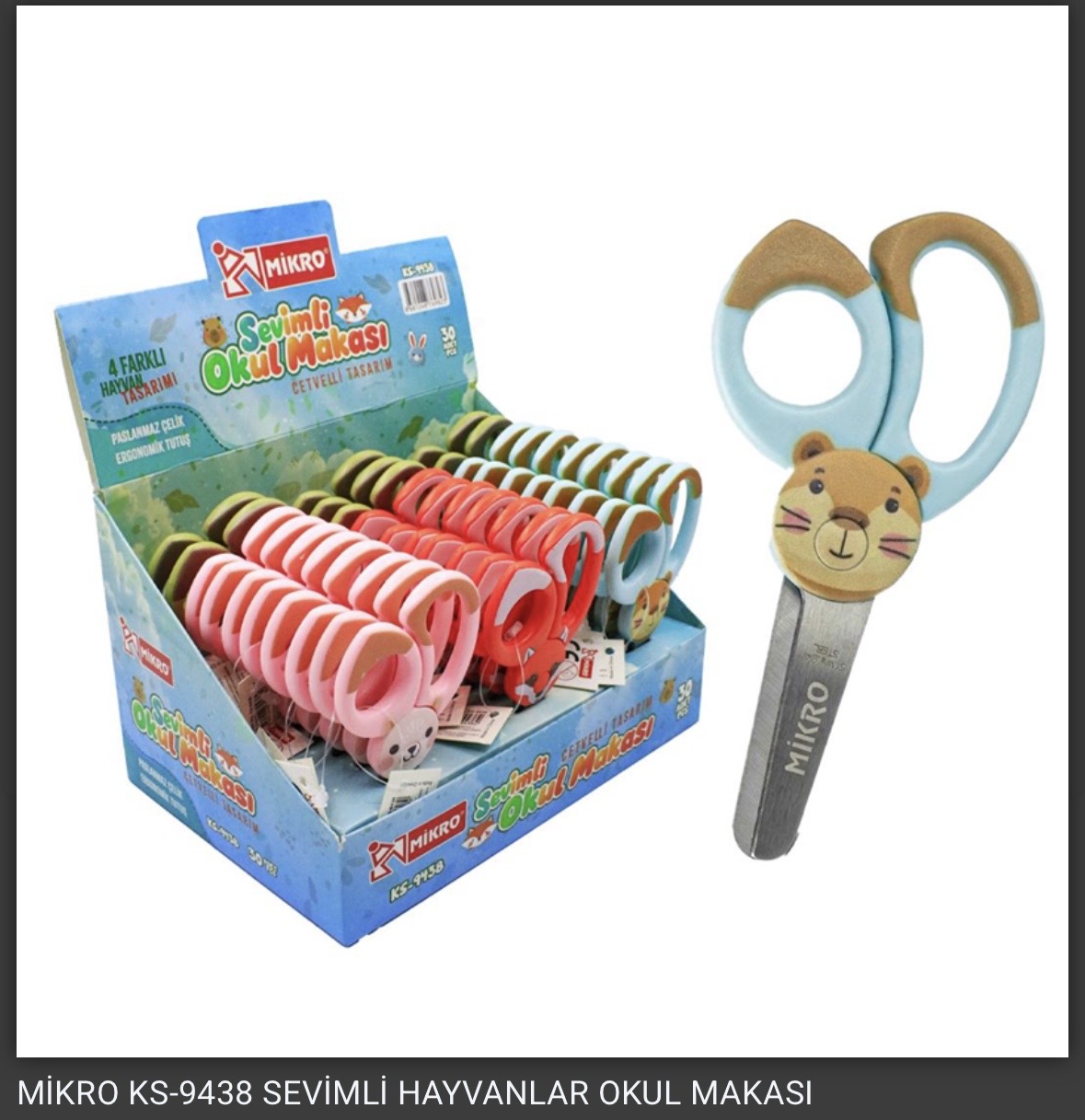 MİKRO OKUL MAKASI KS-9438 SEVİMLİ HAYVANLAR *30