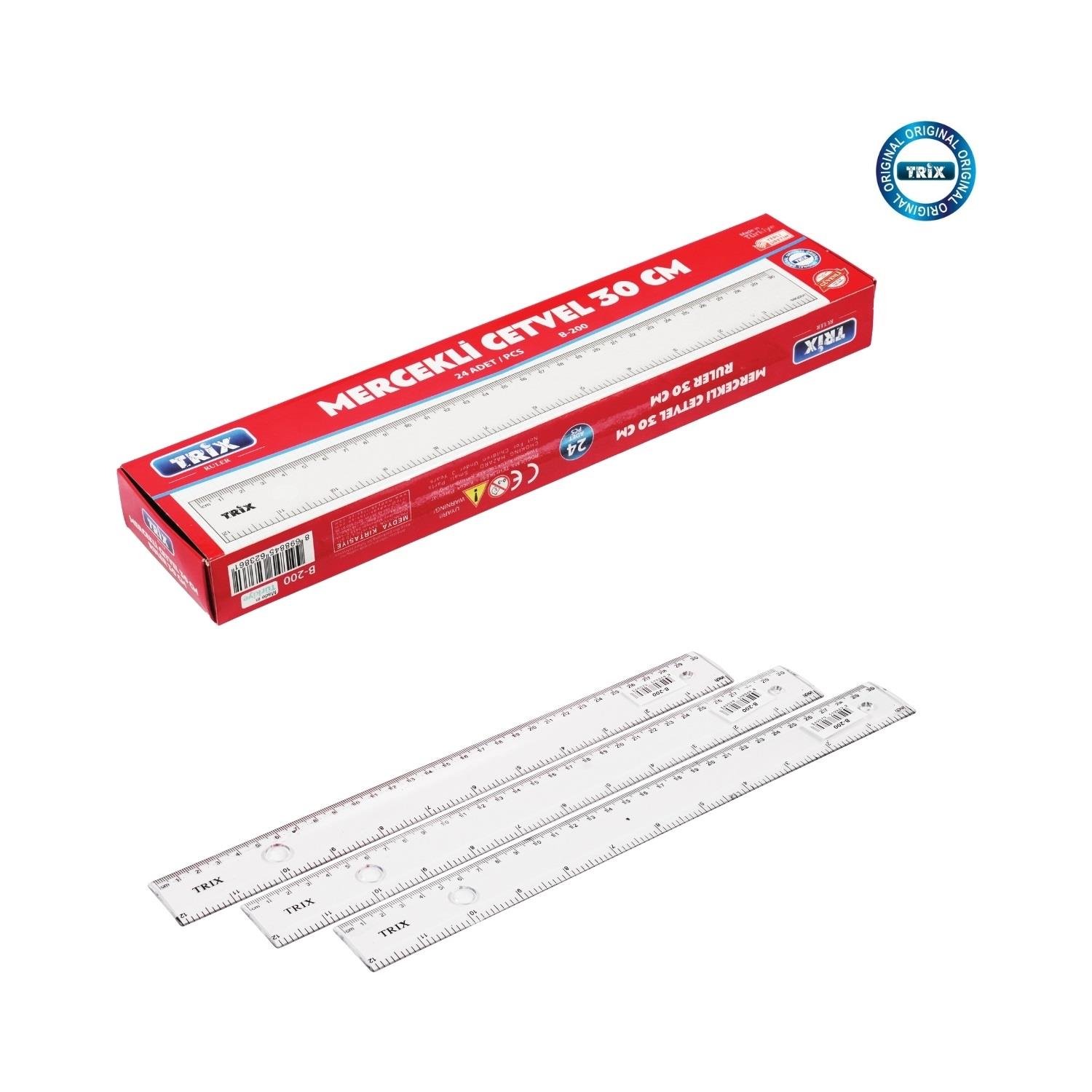 TRİX MERCEKLİ CETVEL 30CM *24