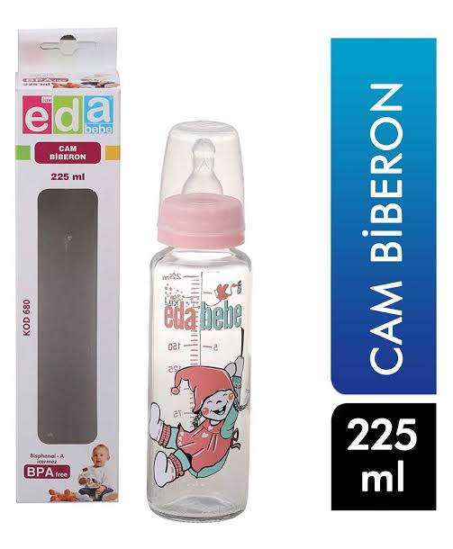 EDA BEBE 225ML CAM BİBERON *6
